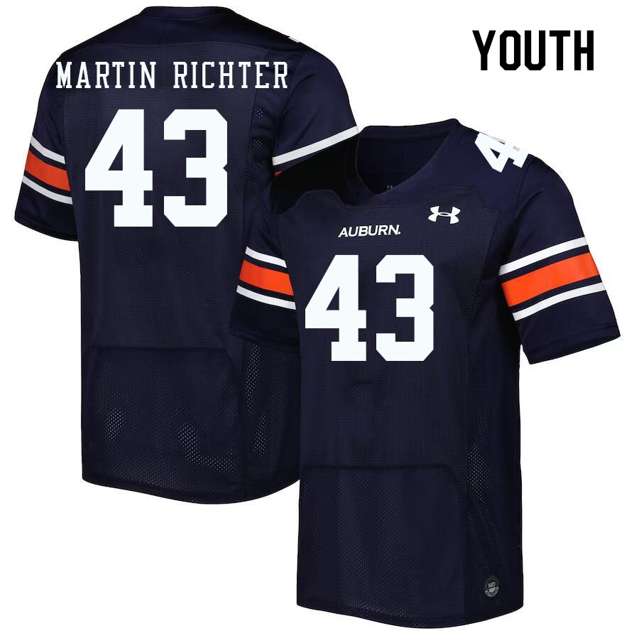 Youth #43 John Martin Richter Auburn Tigers College Football Jerseys Stitched Sale-Navy